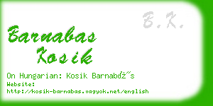 barnabas kosik business card